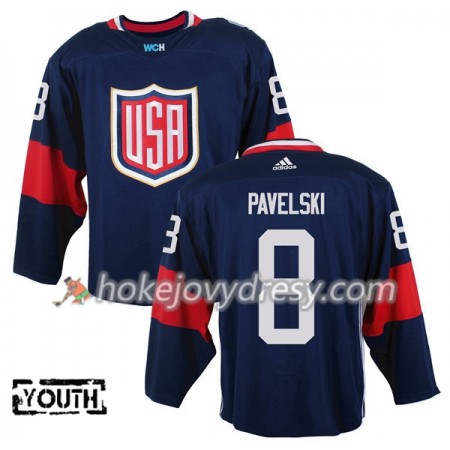 Dětské Hokejový Dres USA Joe Pavelski 8 Světový pohár v ledním hokeji 2016 Modrá Premier